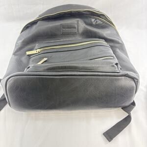 The Honest Co. City Backpack Diaper Bag Black Vegan Leather Gold Zipper Unisex